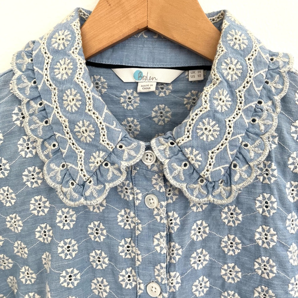 Boden Light Blue Broderie Top - Picture 4 of 4